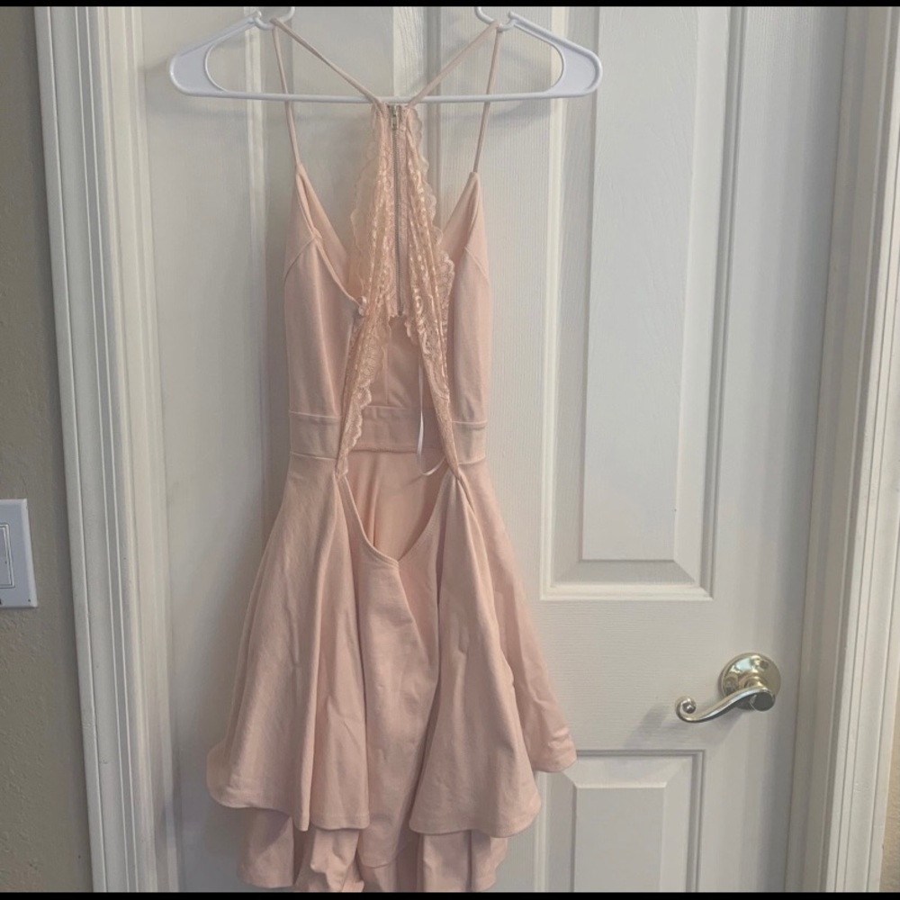 Blush V-Neck Racerback Cocktail Dress - Picture 4 of 4